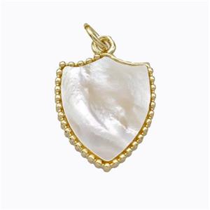 Copper Shield Pendant Pave Shell Gold Plated, approx 15-18mm [FD16906]