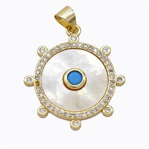 Copper Circle Pendant Pave Shell Zirconia Gold Plated, approx 18mm [FD16916]