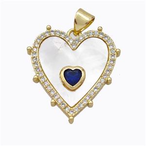 Copper Heart Pendant Pave Shell Zirconia Gold Plated, approx 20mm [FD16940]
