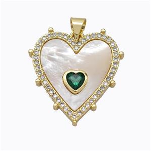 Copper Heart Pendant Pave Shell Zirconia Gold Plated, approx 20mm [FD16941]