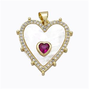 Copper Heart Pendant Pave Shell Zirconia Gold Plated, approx 20mm [FD16942]