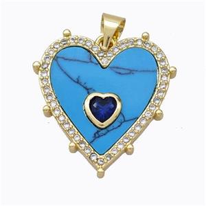 Copper Heart Pendant Pave Howlite Zirconia Gold Plated, approx 20mm [FD16944]