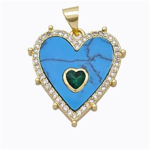 Copper Heart Pendant Pave Howlite Zirconia Gold Plated, approx 20mm [FD16945]