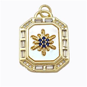 Copper Octagon Pendant Pave Shell Zirconia Gold Plated, approx 17-20mm [FD16952]