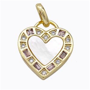 Copper Heart Pendant Pave Shell Zirconia Gold Plated, approx 20mm [FD16958]