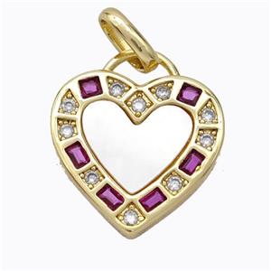 Copper Heart Pendant Pave Shell Zirconia Gold Plated, approx 20mm [FD16959]