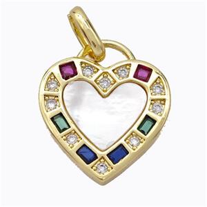 Copper Heart Pendant Pave Shell Zirconia Gold Plated, approx 20mm [FD16960]