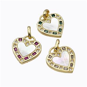 Copper Heart Pendant Pave Shell Zirconia Gold Plated Mixed, approx 20mm [FD16962]