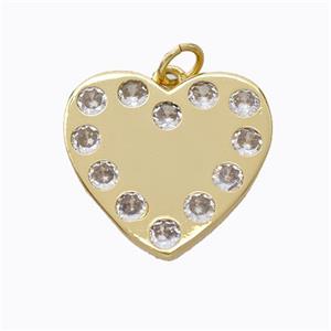 Copper Heart Pendant Micropave Zirconia Gold Plated, approx 20mm [FD16970]