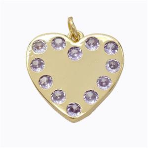 Copper Heart Pendant Micropave Zirconia Gold Plated, approx 20mm [FD16971]