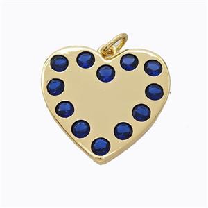 Copper Heart Pendant Micropave Zirconia Gold Plated, approx 20mm [FD16972]