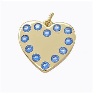 Copper Heart Pendant Micropave Zirconia Gold Plated, approx 20mm [FD16973]