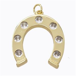 Copper Horseshoe Pendant Micropave Zirconia Gold Plated, approx 22-25mm [FD16986]