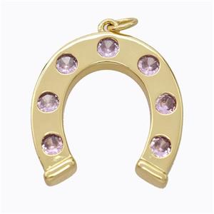 Copper Horseshoe Pendant Micropave Zirconia Gold Plated, approx 22-25mm [FD16987]