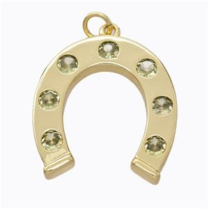 Copper Horseshoe Pendant Micropave Zirconia Gold Plated, approx 22-25mm [FD16988]