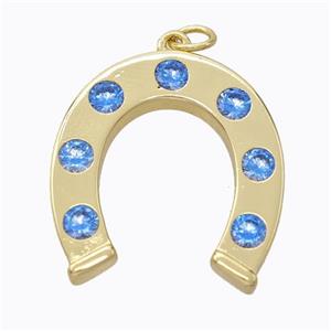 Copper Horseshoe Pendant Micropave Zirconia Gold Plated, approx 22-25mm [FD16989]