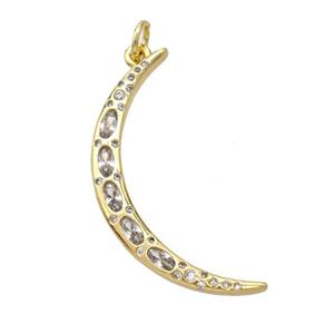 Copper Moon Pendant Micropave Zirconia Gold Plated, approx 4-33mm [FD16991]