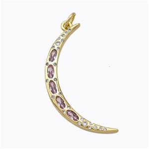 Copper Moon Pendant Micropave Zirconia Gold Plated, approx 4-33mm [FD16992]