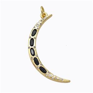 Copper Moon Pendant Micropave Zirconia Gold Plated, approx 4-33mm [FD16993]