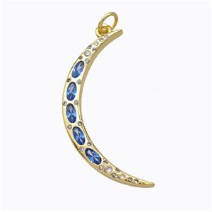 Copper Moon Pendant Micropave Zirconia Gold Plated, approx 4-33mm [FD16994]