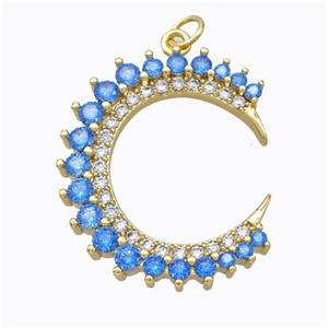 Copper Crescent Moon Pendant Micropave Zirconia Gold Plated, approx 24-28mm [FD16998]