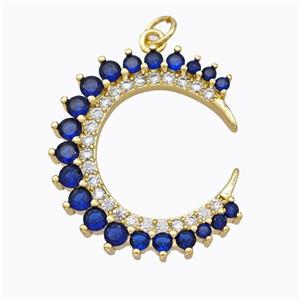 Copper Crescent Moon Pendant Micropave Zirconia Gold Plated, approx 24-28mm [FD16999]