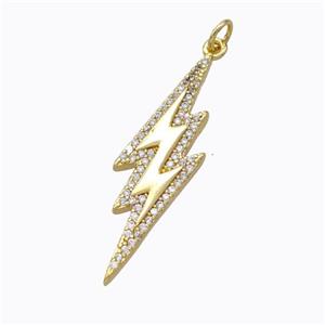 Copper Lightning Pendant Micropave Zirconia Gold Plated, approx 9-35mm [FD17007]