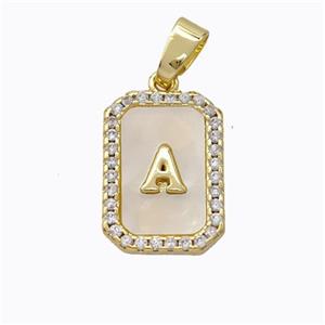 Copper Letter-A Pendant Pave Shell Zirconia Gold Plated, approx 12-16mm [FD17012]