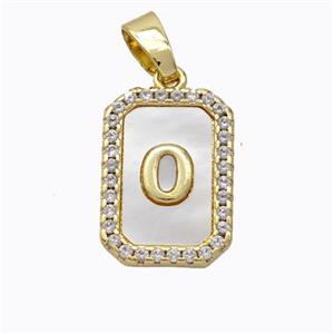 Copper Letter-O Pendant Pave Shell Zirconia Gold Plated, approx 12-16mm [FD17026]