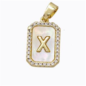 Copper Letter-X Pendant Pave Shell Zirconia Gold Plated, approx 12-16mm [FD17035]