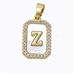 Copper Letter-Z Pendant Pave Shell Zirconia Gold Plated, approx 12-16mm [FD17037]