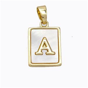 Copper Letter-A Pendant Pave Shell Gold Plated, approx 12-15mm [FD17039]