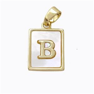 Copper Letter-B Pendant Pave Shell Gold Plated, approx 12-15mm [FD17040]