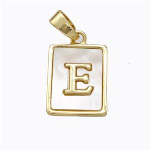Copper Letter-E Pendant Pave Shell Gold Plated, approx 12-15mm [FD17043]