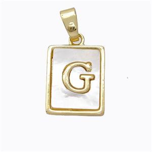 Copper Letter-G Pendant Pave Shell Gold Plated, approx 12-15mm [FD17045]