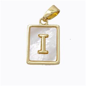 Copper Letter-I Pendant Pave Shell Gold Plated, approx 12-15mm [FD17047]