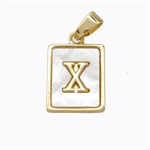 Copper Letter-X Pendant Pave Shell Gold Plated, approx 12-15mm [FD17062]