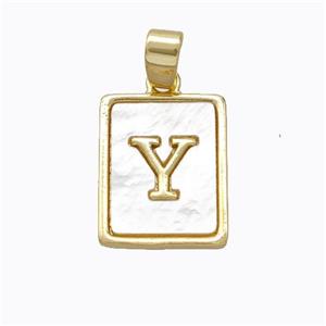 Copper Letter-Y Pendant Pave Shell Gold Plated, approx 12-15mm [FD17063]