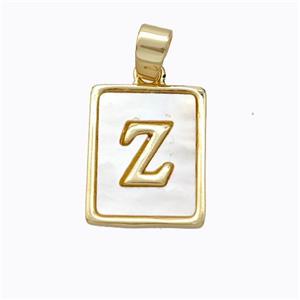 Copper Letter-Z Pendant Pave Shell Gold Plated, approx 12-15mm [FD17064]
