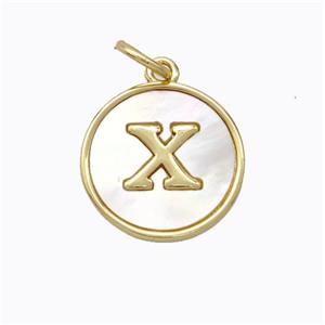 Copper Letter-X Pendant Pave Shell Gold Plated, approx 16mm [FD17089]