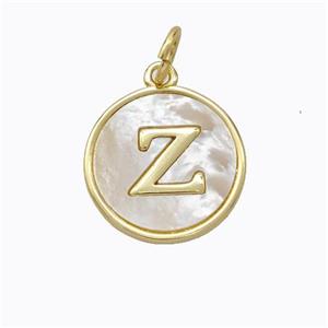 Copper Letter-Z Pendant Pave Shell Gold Plated, approx 16mm [FD17091]