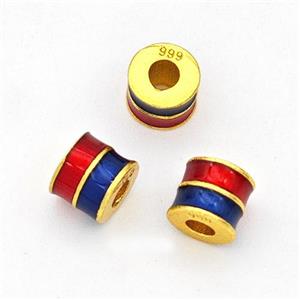 Copper Tube Beads Red Blue Painted Large Hole Gold Plated, approx 5mm, 2mm hole [FD17104]