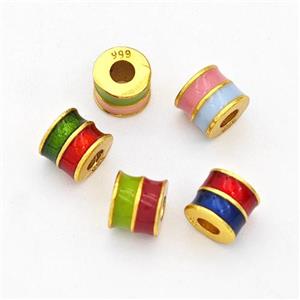 Copper Tube Beads Enamel Large Hole Gold Plated Mixed, approx 5mm, 2mm hole [FD17105]