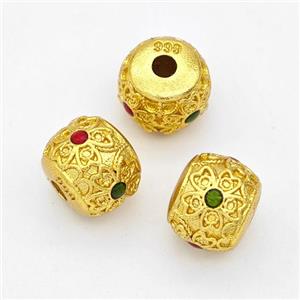 Copper Round Beads Red Green Painted Gold Plated, approx 8-9mm [FD17109]