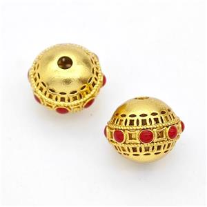 Copper Round Beads Pave Howlite Gold Plated, approx 9-11mm [FD17119]
