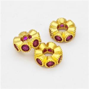 Copper Heishi Beads Pave Zirconia Spacer Gold Plated, approx 10mm [FD17144]