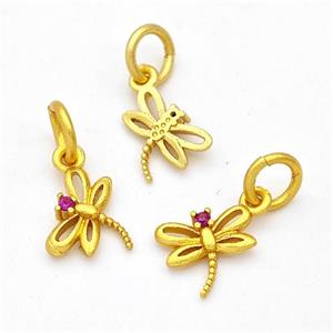 Copper Dragonfly Pendant Pave Zirconia Gold PLated, approx 7-9mm [FD17148]