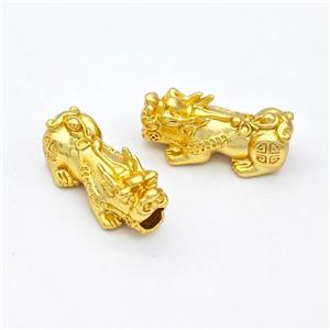 Copper Pixiu Charms Beads Large Hole Gold Plated, approx 13-26mm, 4mm hole [FD17149]