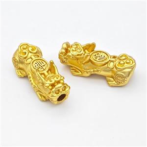 Copper Pixiu Charms Beads Large Hole Gold Plated, approx 16-35mm, 4mm hole [FD17157]