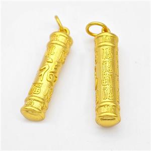 Copper Stick Pendant Chinese Lucky Fu Gold Plated, approx 7.5-30mm [FD17174]